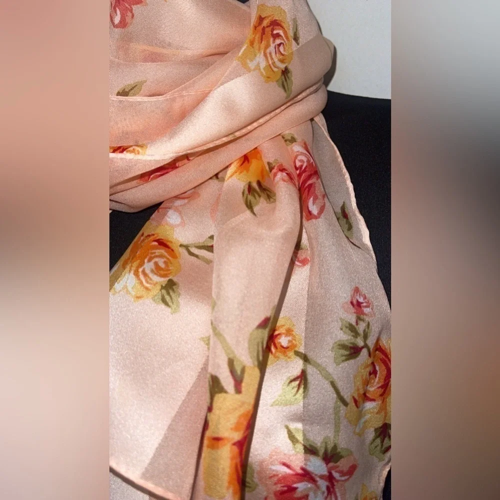 Cejon Rose Floral Scarf NWOT